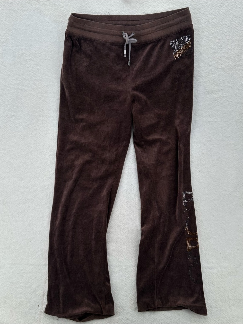 Mcbling Y2K Vintage BCBG Brown Velour Rhinestone Sweatpants